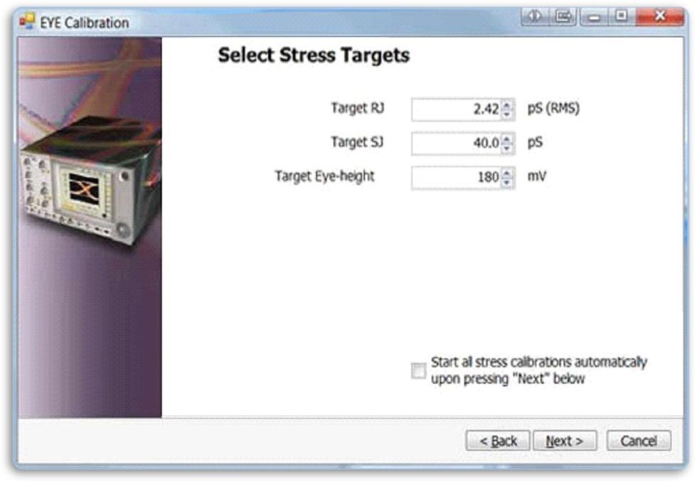 Figure 48: Select Stress Targets The default Stress Target values match the USBIF Compliance Test Specification (CTS). You can change the settings for non-standards-compliant testing.