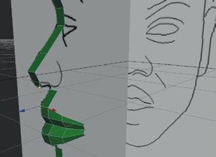 This approach enables you to create the topology of the face mesh in a very direct and hands-on manner.
