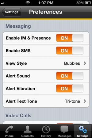 Bria iphone Edition User Guide For SIP SIMPLE To use the Presence and Messaging feature for SIP SIMPLE, you need to change