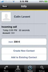 Tap the arrow icon The account the call came in on Tap Create New Contact
