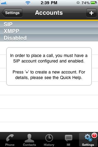 Bria iphone Edition User Guide 2.3 Setting up Bria To use Bria as a phone, you need to create a SIP account with the information provided by your VoIP service provider.