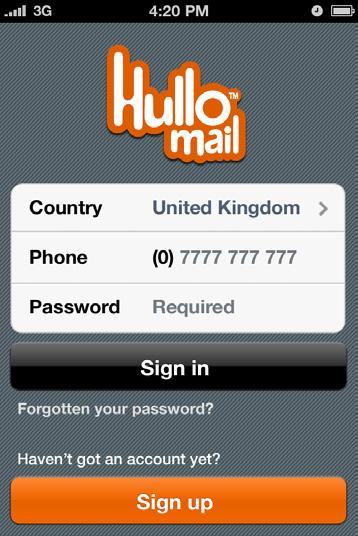 Getting Started Accessing HulloMail on your Apple iphone To access you will need to sign up to the service (see page 5).