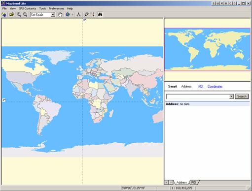 4 The Magellan MapSend Lite consists of five major components; the menu bar, the toolbar, the map window, the map viewer and the search window.