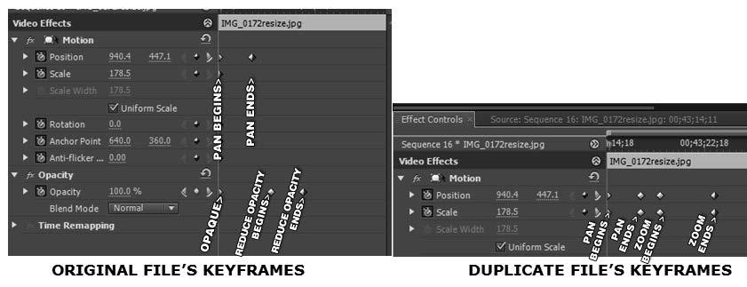 Create a pan-then-zoom effect: Place the video/image file on the timeline. Double click the file to load it into the Source Viewer. In the Source View Panel, select the Effects Controls Tab.
