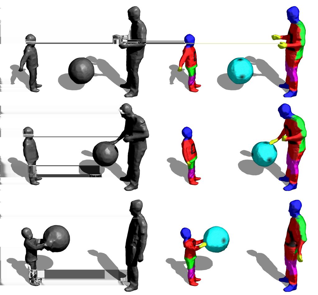 Figure 7. Results on the multi-view ball dataset from the INRIA-Perception. The left column shows the independently reconstructed photoconsistent models.