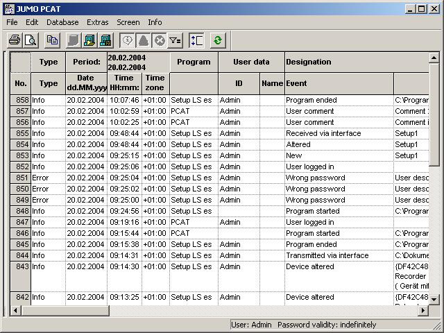 7 Message window The message window shows all the audit trail entries that have been selected in the navigation window.