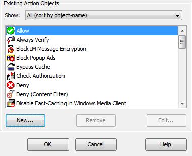Blue Coat Security First Steps 6. Select New > Return Exception from the Set Action Object dialog.