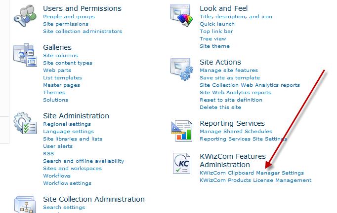 STEP 1: ACTIVATE THE CLIPBOARD MANAGER FEATURE AT THE REQUIRED SCOPE If you wish to enable the Clipboard Manager functionality across your entire SharePoint farm, then you should make sure that the