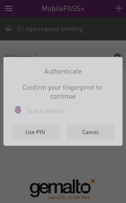 Accessing a Token Using a Biometric PIN If the token has been configured to work with Biometric PIN, each time you are required to