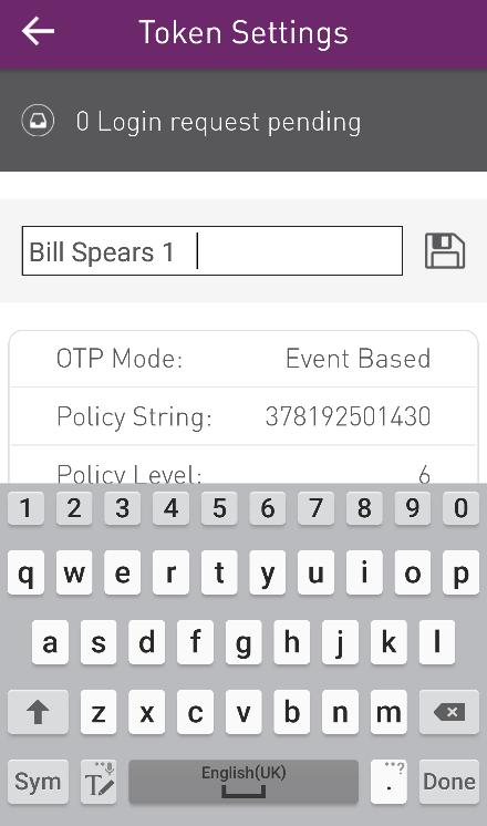 Renaming and Deleting a Token Renaming a Token To rename a token: 1. Open the SafeNet MobilePASS+ app. 2.