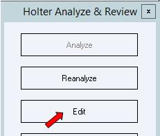 Select the option to Open the selected holter file for furthter review 5. Choose the Edit option 6.