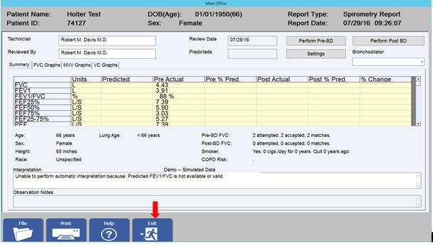 6. If you are finished, click OK to create a PDF Summary Report 7. The Summary Report will be filed in the chart under the SPIRO MM tab 8.