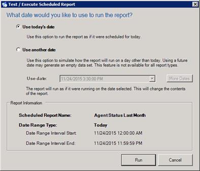 3. Click Run. 4. Verify that a report was delivered to your e-mail address. Activate the report 1.