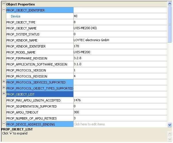 Changing Property Value and working with the Property List Every object property of selected BACnet device or object is automatically displayed in this list each time the selection changed in Device