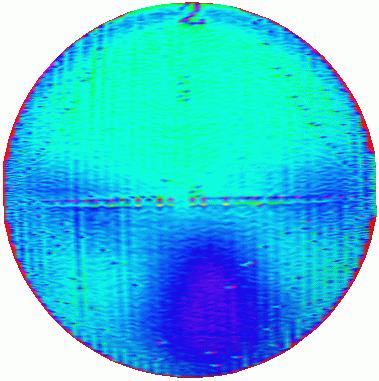 Figure 6: Triangular mesh of a multifocal lens generated by 3D scanner - color coded is the discrete curvature evaluation. Figure 5: A typical multifocal lens - color coded is the refractive power.