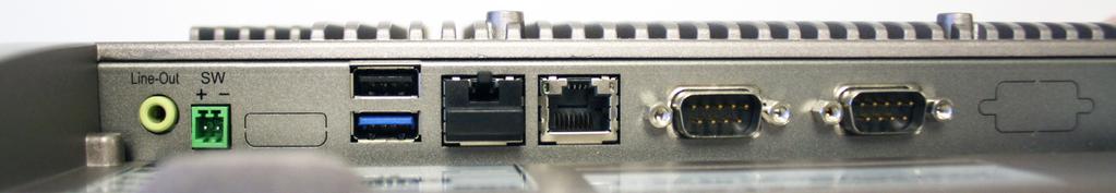 Audio jack LAN 1 (Reserved for factory configuration) Alternative power connection USB 2.0 (top) USB 3.