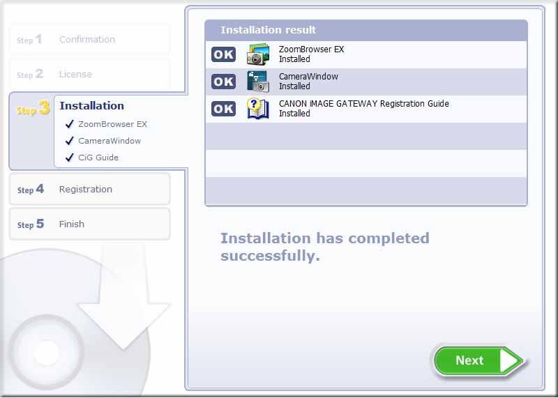 9 Click [Next]. 10 When the installation is complete, make sure [Restart computer immediately (Recommended)] is selected and then click [Restart].
