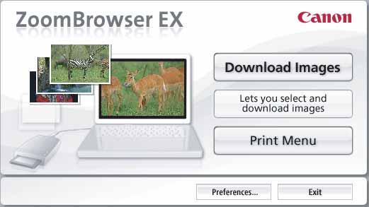 Downloading the Selected Still Images from ZoomBrowser EX 1 Click [Lets you select and download images].