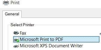 Microsoft Print to PDF You may be familiar with feature in recent versions of Microsoft Office to Save As a file type PDF. Windows 10 installs a new printer for you called Microsoft Print to PDF.