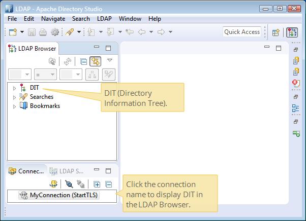 Adding users Follow these steps for adding each user: 1. In the LDAP Browser pane, locate DIT (Directory Information Tree) for your connection.