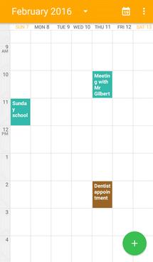 View Calendar Events You can display the Calendar in daily, weekly, monthly, or agenda view. To change the Calendar view, tap the time at the top left and select Day, Week, Month, or Agenda. 1.