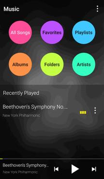 2. Tap Playlists to view all music playlists. 3. Tap a playlist to open its content. 4. Tap Menu > Add songs and select the music you want to add before tapping.