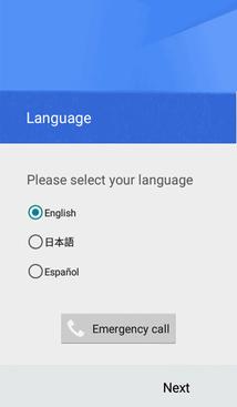 2. On the language screen, select a language and tap Next to get started. 3. Follow the onscreen instructions to complete each section.