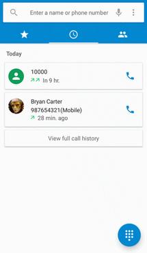 Tip: You can also place a call directly from the Contacts list. Tap next to the entry you want to call to place a call to the entry's default number.