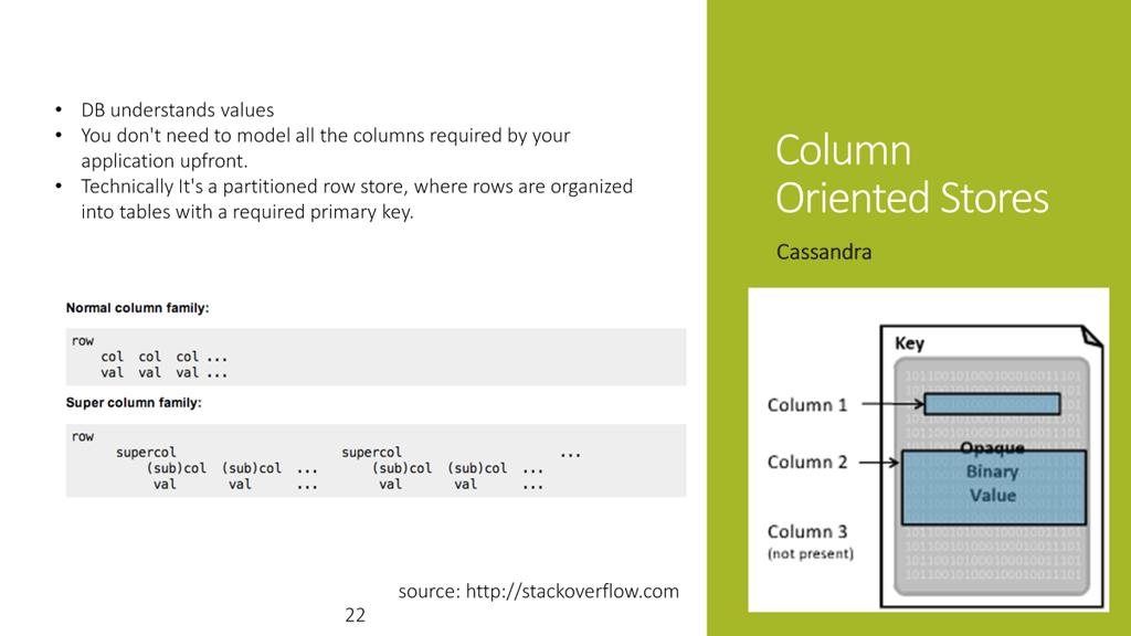 Concept is still the same. Key -> Value Notion of column forms - i.