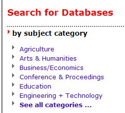 NOTE: The database categories in Research Port are the same as those on campus!