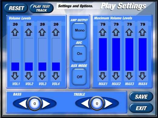 PLAY SETTINGS 3.5 Definition - How to set the volume levels of the system.
