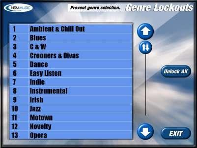 CATEGORY LOCKOUTS 3.8 Definition: To lock out specific genres from the BGM music database e.g. to lock out all Easy Listen songs if the venue does not require this.