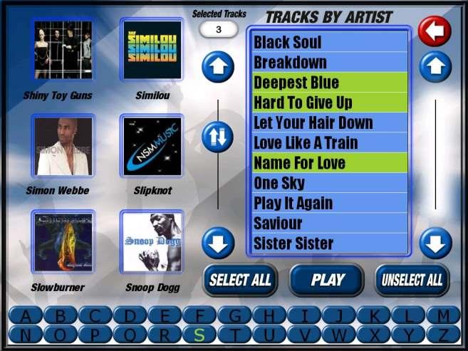 1.5 BASIC MODE - BROWSE ARTIST OVERVIEW Browse Artist allows you to see all the artists that exist on the BGM, by pressing on the image of the artist will display all the tracks by that artist in