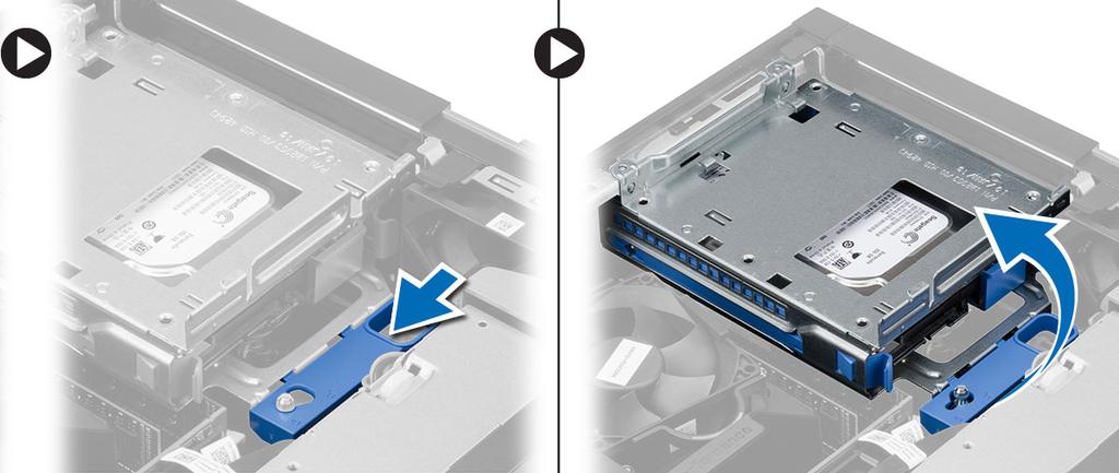 Connect the data and power cables to the back of the hard drive. 3. Flip over the drive cage and insert it into the chassis.