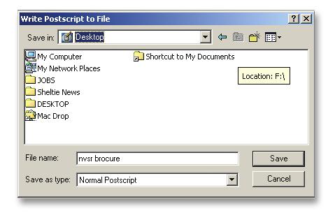 2 2 Select the location for the PostScript file This is where the PostScript is saved into your computer.