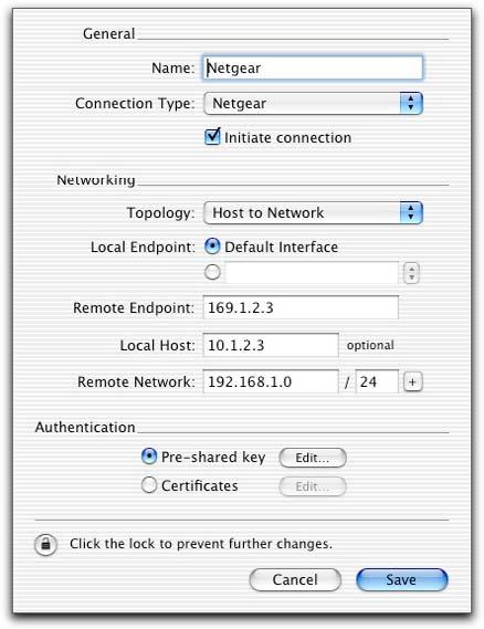3. Connecting a VPN Tracker Host to NETGEAR VPN Firewall using PSK 3.