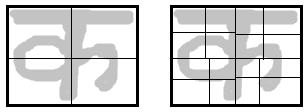 Figure 2(a) Vertical division of an image array (x max =10, y max =10) (b) vertical projection of image (c) v 1 created from v 0 to calculate x q Figure 3: Devanagari Handwritten character (KA)