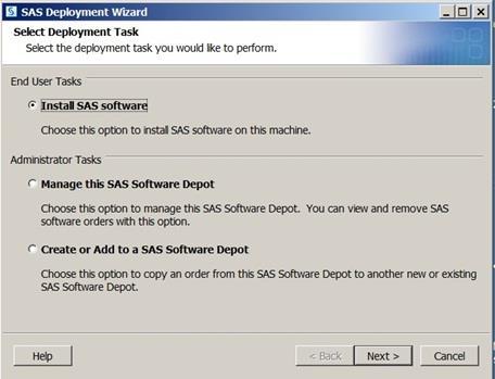 6. Select Install SAS software and click Next. 7.