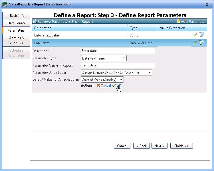 VersaReports Universal Report Server User s Guide If you clicked Add Parameter