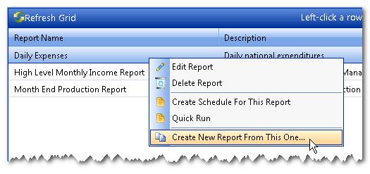 Chapter 3 Registering and Editing Reports 3. Click the reports category name that contains the report you want to copy to create the new report.