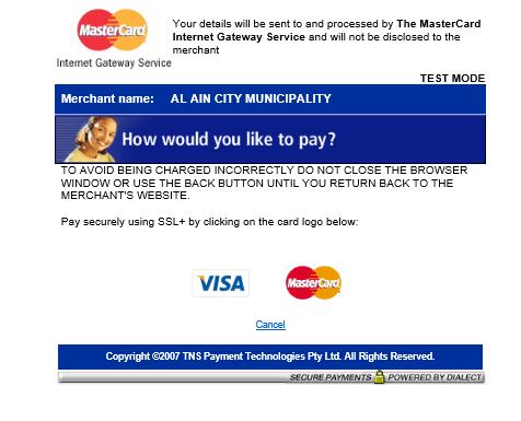 Select the card type (Visa r MasterCard) yu want t pay