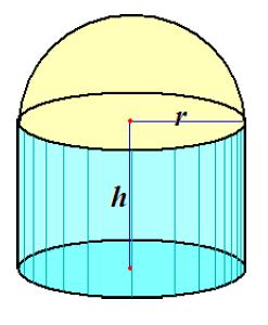 Figure 4 Solution: Let V(r,h) and C(r, h) be the volume of the tank and the cost of to build it, respectively, in terms of the radius and height of the cylinder h.