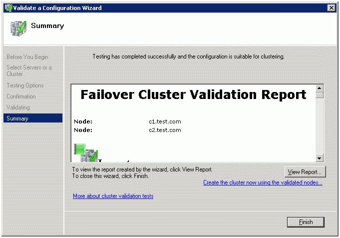 11. The validation process starts. The completed validation process results in a report.