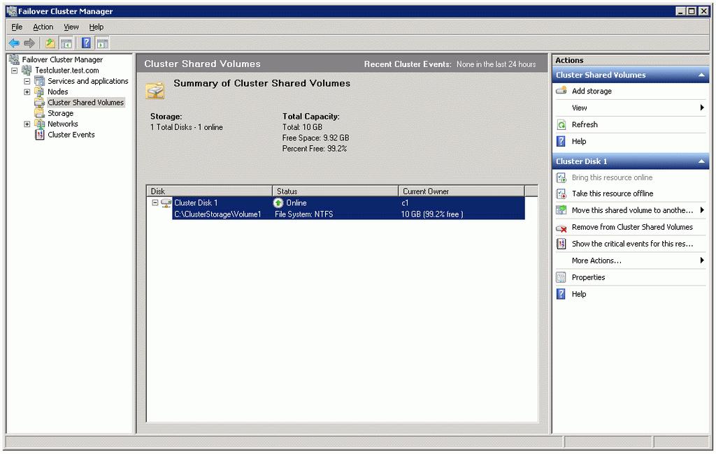 7. The Failover Cluster Manager window