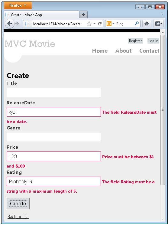 Re-run the application and navigate to the /Movies URL.