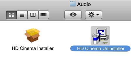 7.4 Uninstall the Driver on MAC OS 7.4.1 Uninstall the USB Video Driver Step 1: Mount the HD Cinema Installer 1.1.dmg file on the provided CD.