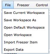(4) Menus File Menu - Workspace controls: All the settings and data generated in your workspace may be saved and reopened later.