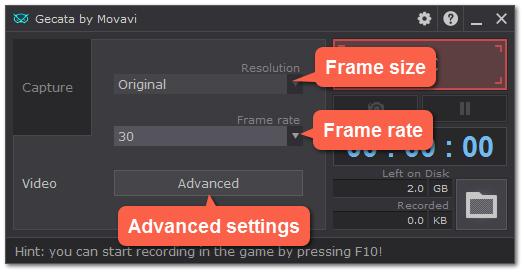Output video By default, the program records your video with settings that should work well in most cases.