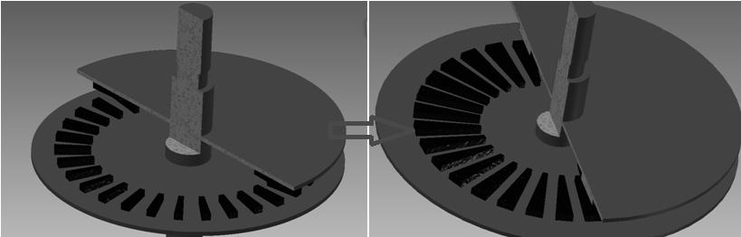 a) b) Fig. 3. Showing changes occurring during change of associated parameters (magnetic induction in the gap): a) generator s rotor before the change b) generator s rotor after the change a) b) Fig.