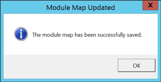 Next, click the Save button on the Confirm Logical System dialog. You will then receive a confirmation that the Module Map was updated.
